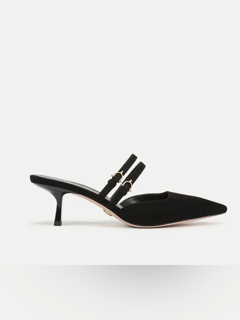 Veronica Beard Corrie Black Suede Strappy Mule Kitten Heels - Picture 15 of 15